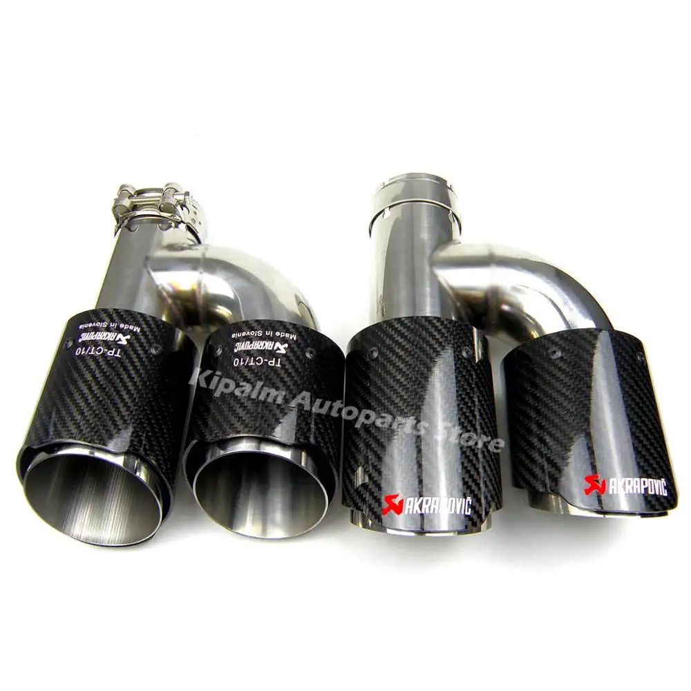 Универсальный автомобильный Akrapovic двойной выхлопной трубы прямой край углеродного волокна+ нержавеющая сталь двойной глушитель наконечник для автомобиля аксессуары