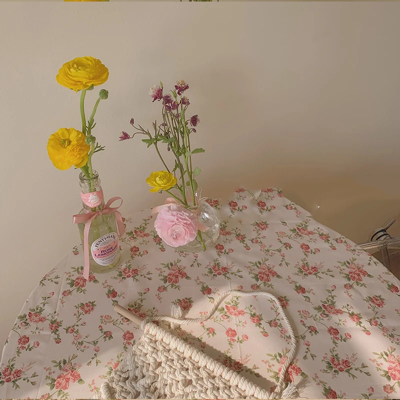 Скатерть из хлопка и льна с цветочным рисунком | Дом сад