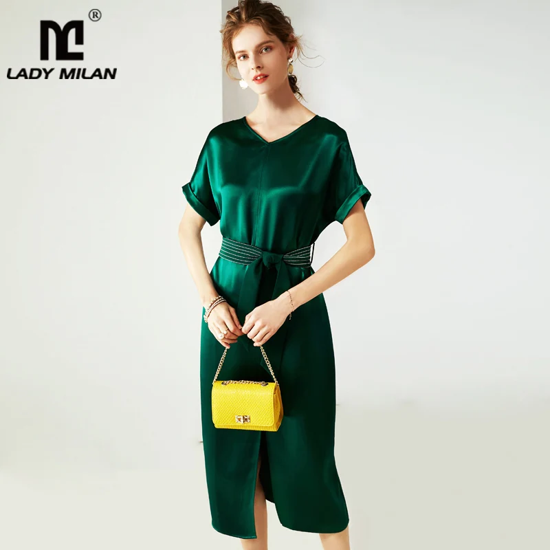 Женские платья с V образным вырезом и коротким рукавом свободные дизайнерские