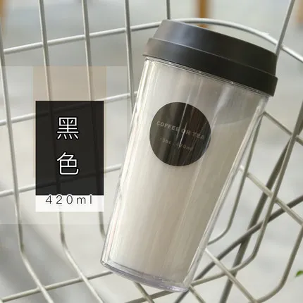 black 420ml Oneisall пластиковая бутылка для воды 420 мл 15 унций стакан чашка BPA питьевая с крышкой для кофе чай моя бутылка для воды - Цвет: black 420ml