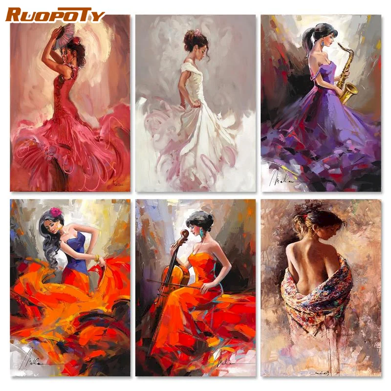 

RUOPOTY 5D Full Square Diamond Painting Dancer Cross Stitch DIY Portrait Embroidery Diamond Art Sale Handicraft Home Decor