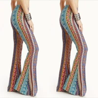 new women vintage hippie tie dye gypsy bell bottom loose yoga wide leg flared long pants