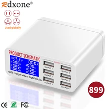 8A 6 Ports Quick Charge USB Charger LED Display Phone Charger Adapter Portable QC3.0 Fast Charger For iPhone Samsung Huawei.
