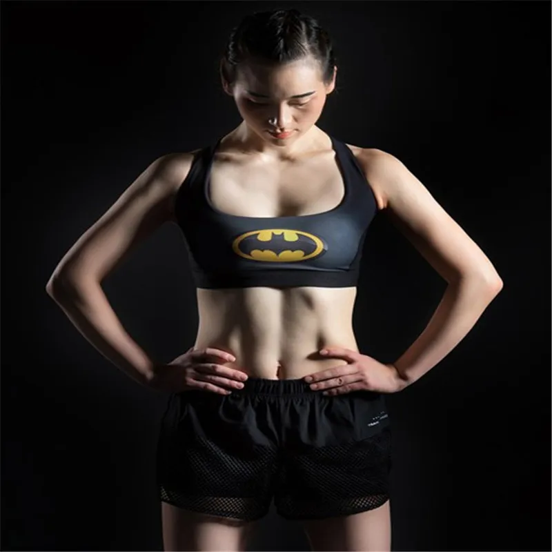 Ударопрочный спортивный бюстгальтер нижнее белье для фитнеса Супермен Мстители