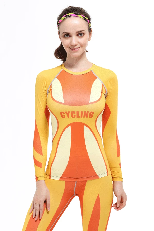 Весенняя женская футболка с длинным рукавом для велоспорта базовый слой круглый