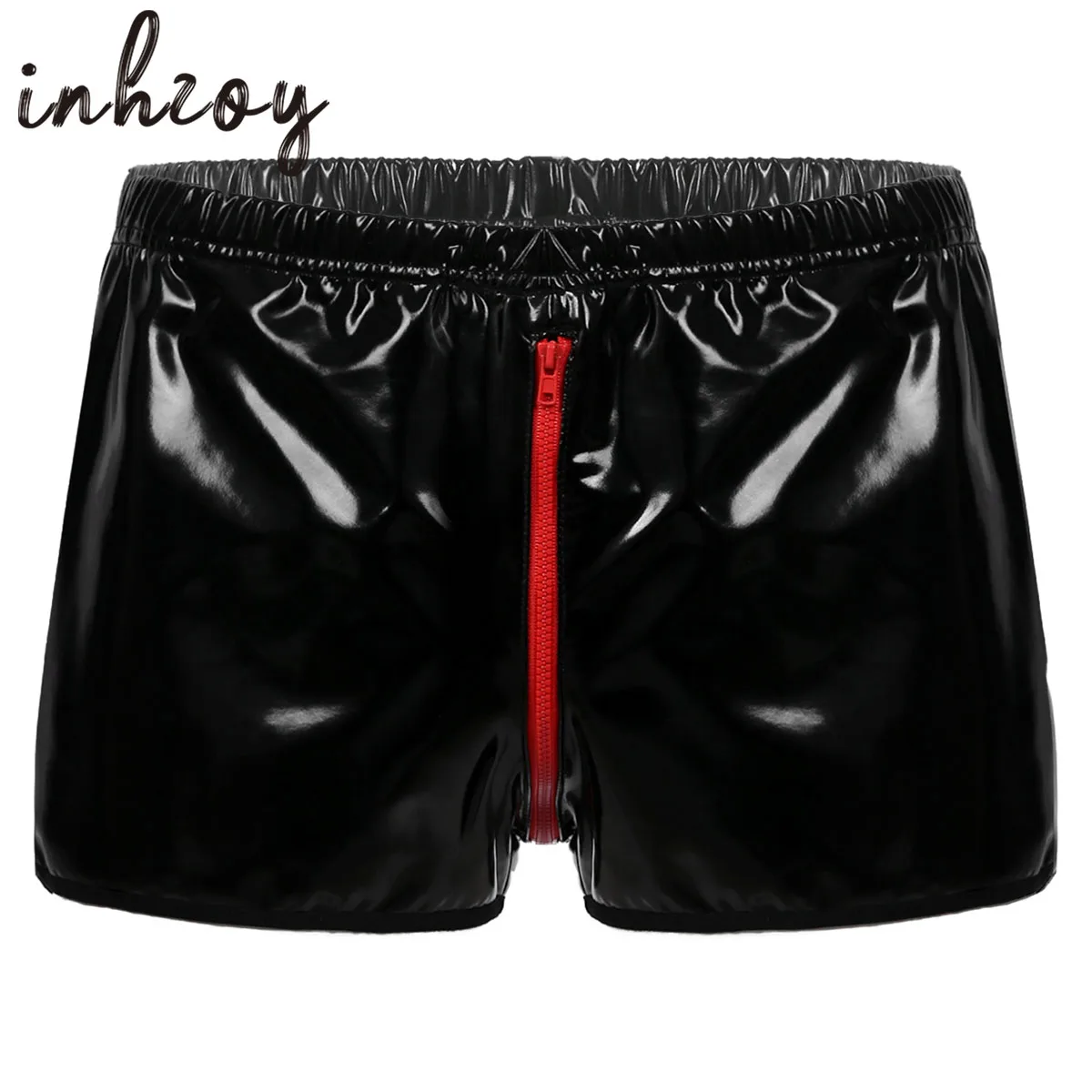 

Men Sexy Leather Lingerie Full Zipper Latex Underpants Gay Male Erotic Wet Look Boxer Briefs Underwear Swimwear