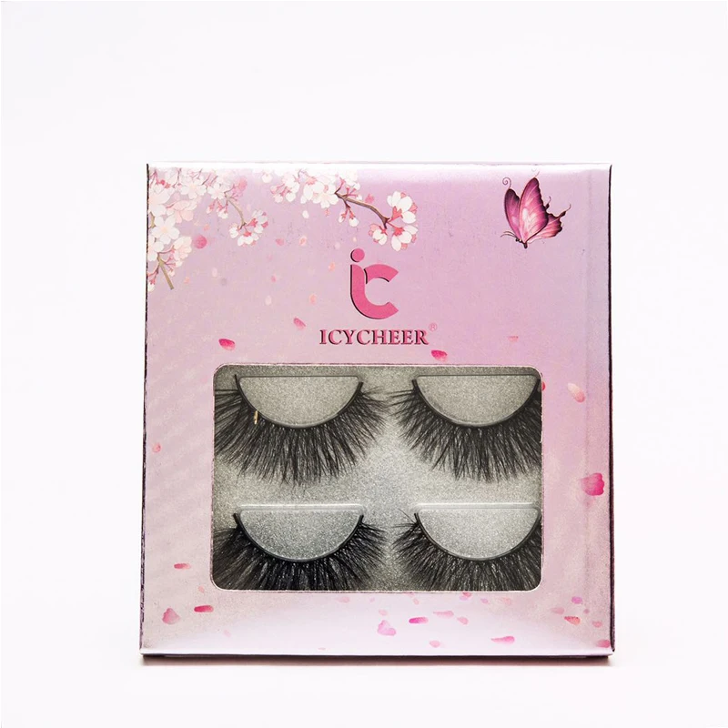 Норковые ресницы 3 пары натуральные длинные накладные розовые в упаковке женские