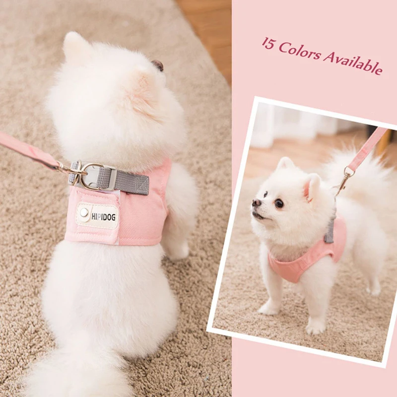 

Cute Pet Dog Cat Harness Leash Set Pet Chest Strap Breathable Dog Walking Leash Rope For Pet Dogs Pomeranian Vest Harness Small