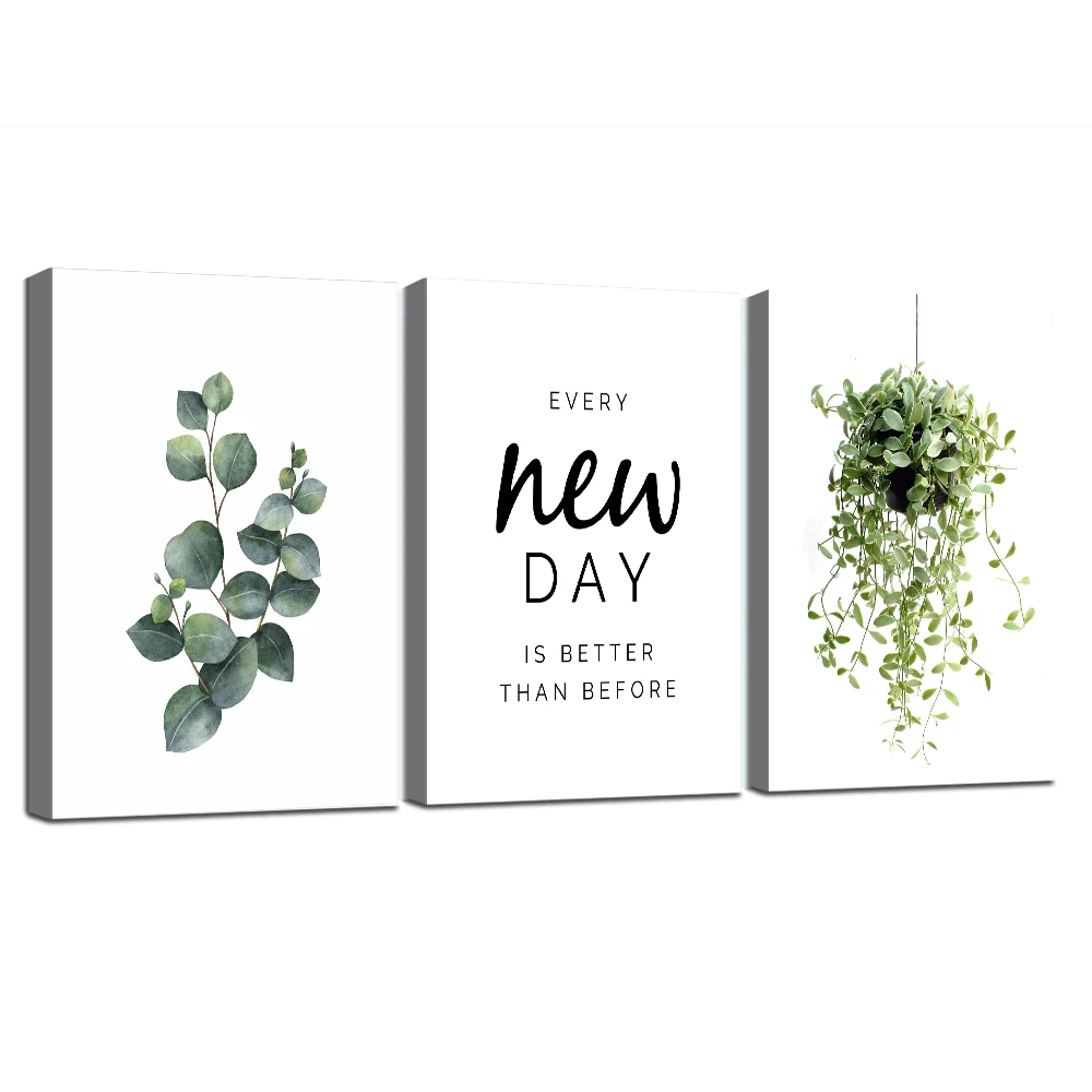 Настенная картина с зелеными листьями художественный постер на холсте