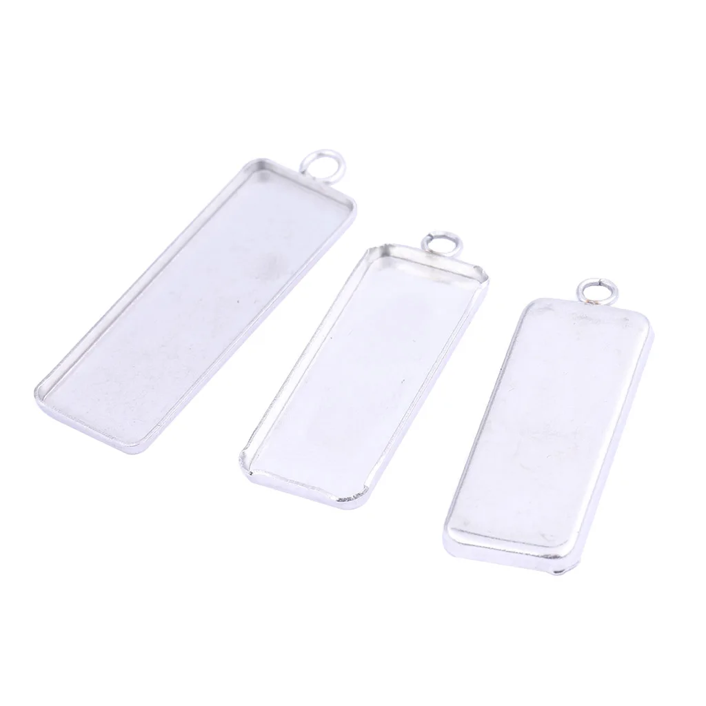 

10pcs Stainless Steel Bezel Pendant Tray 10x25mm 10x30mm Rectangle Cabochon Base Setting Blanks Diy Necklace Jewelry Making