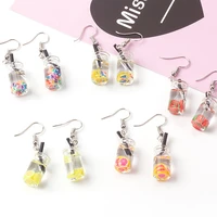 new simulation fun juice fruit cup drink bottle earrings cute harajuku style small fresh summer earrings earrings