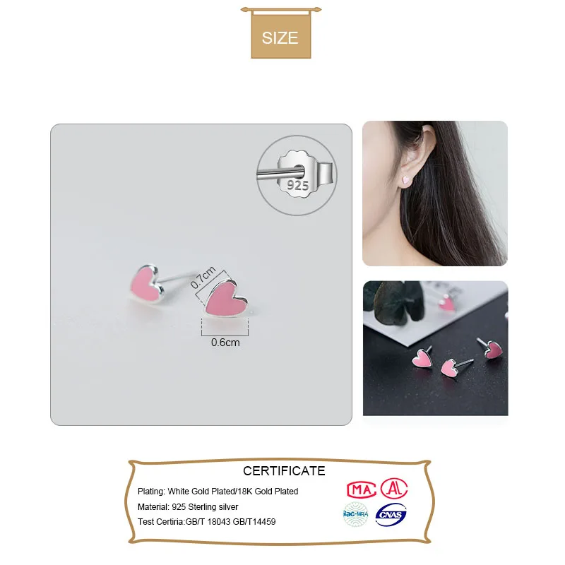 Trusta 100% Стерлинговое Серебро 925 пробы модные милые миниатюрные серьги-гвоздики с