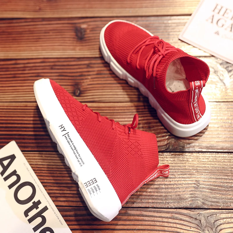 

WGZNYN 2020 New Autumn Women Shoes Fashion Ankle Sneakers Red Sock Woman Fashion Sneaker Casual White Shoes Zapatillas Mujer