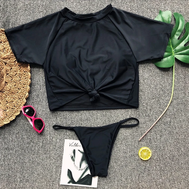 

Fors Top sexy bikini Knot swimsuit female Leave print bikini set High cut swimwear women High waist bathing suit swimming suit