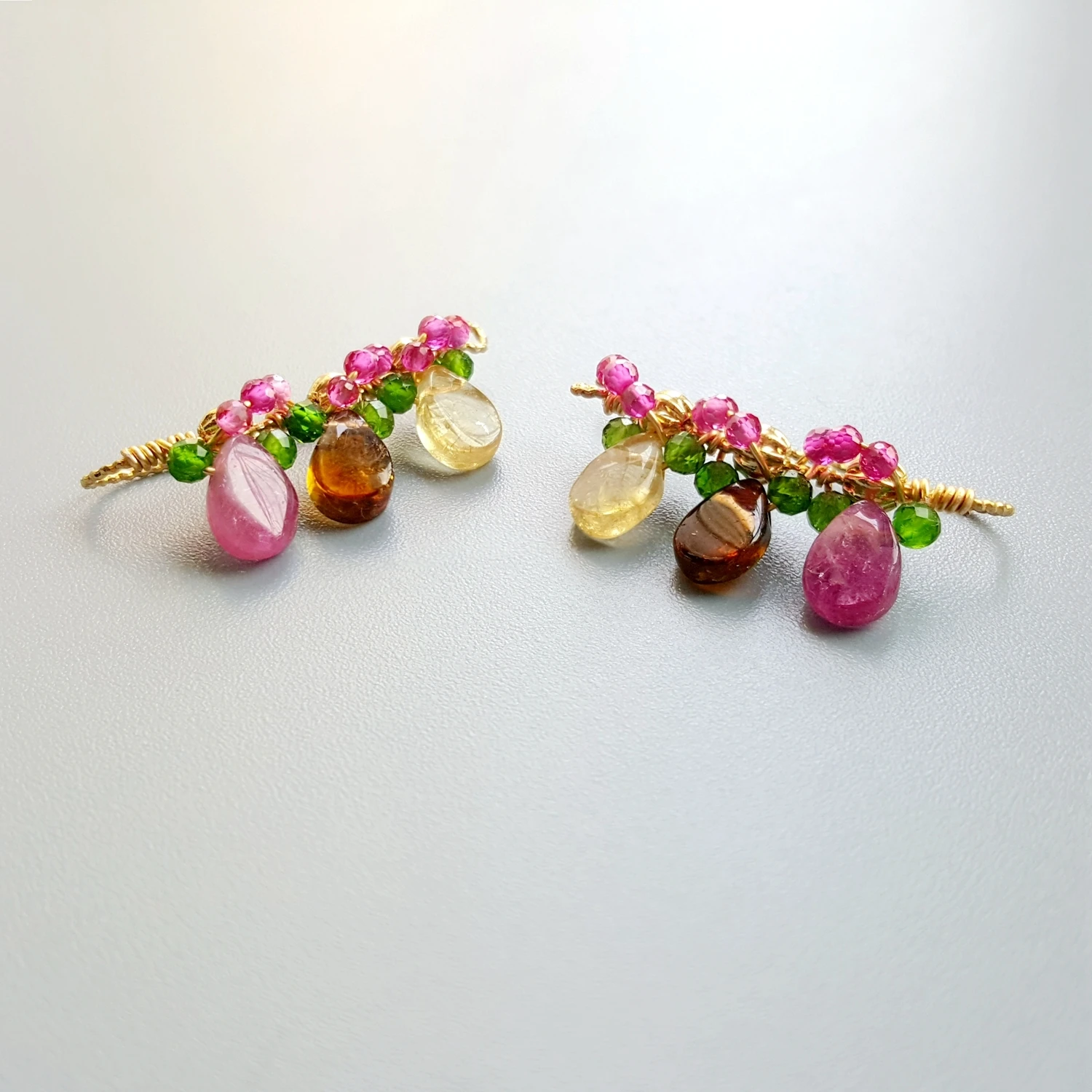 Оригинальные многоярусные Висячие диопсиды Lab-Creed Rubys серьги ручной работы