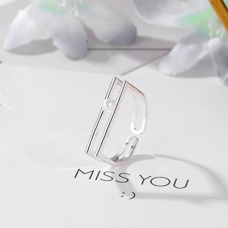 Женское серебряное кольцо d-образной формы с открытым регулировкой ювелирные