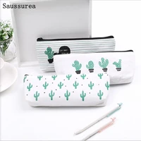 1pc cactus pencil case canvas lovely stationer cute pencil bag box trousse stylo office and school supply schoolboy bag