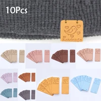 10pcs fiber leather tags handmade animals leather labels for clothes sew label hand made tag for hats sewing accessories