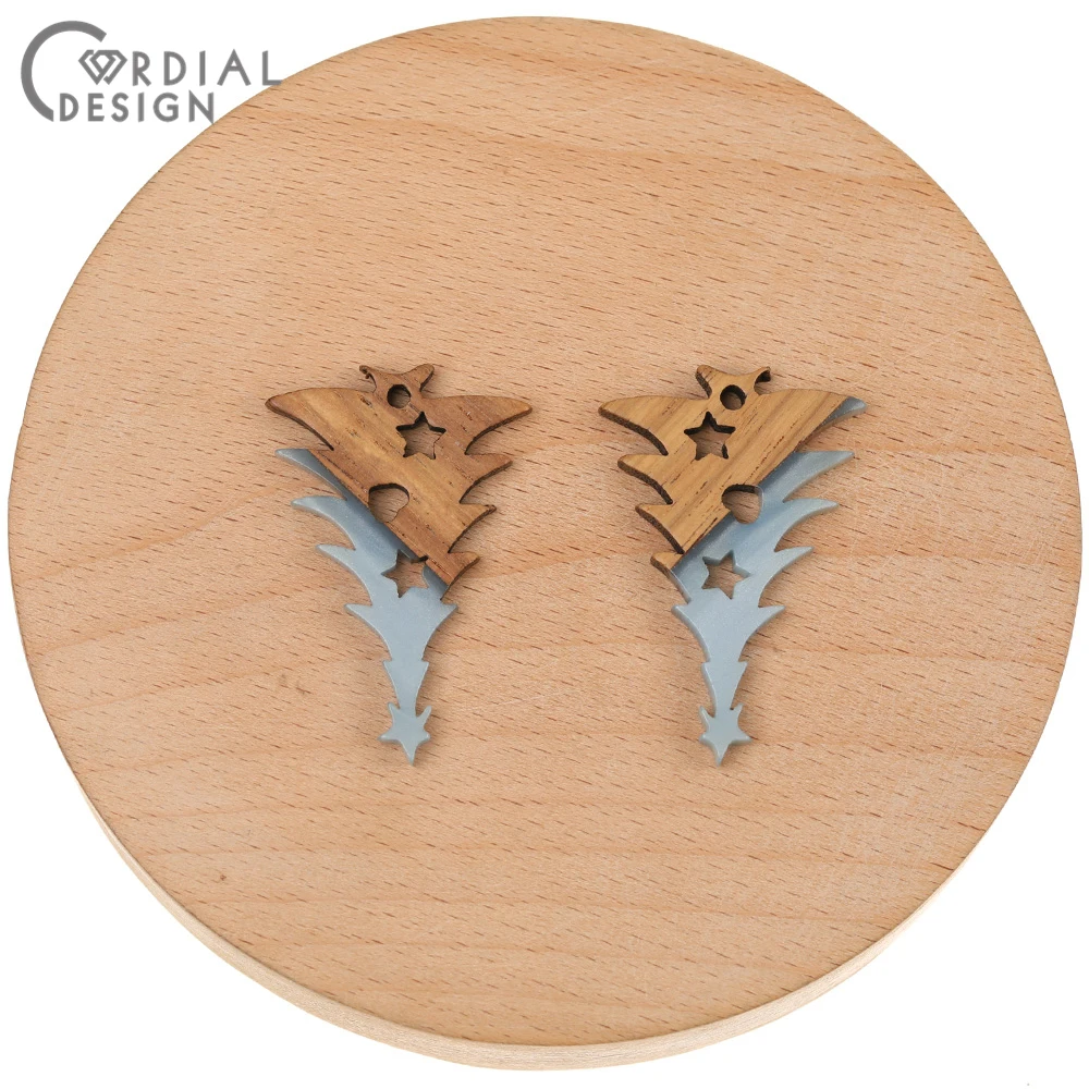 

Cordial Design 50Pcs 25*38MM Earrings Accessories/DIY/Pendants/Natural Wood & Resin/Tree Shapes/Jewelry Findings & Components