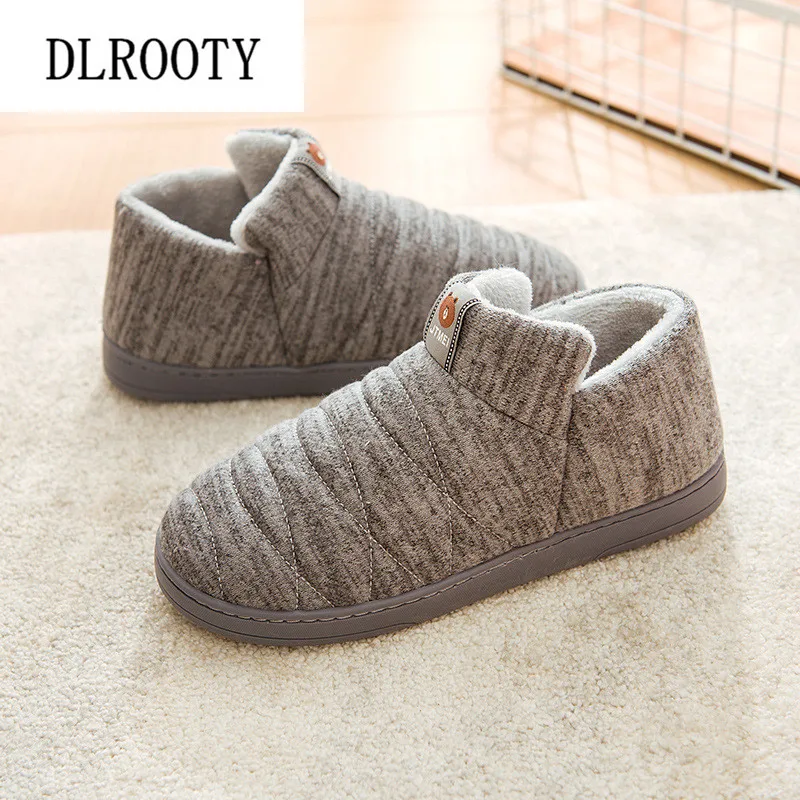 Мужские зимние теплые тапки модные бесшумные Нескользящие Короткие Плюшевые на