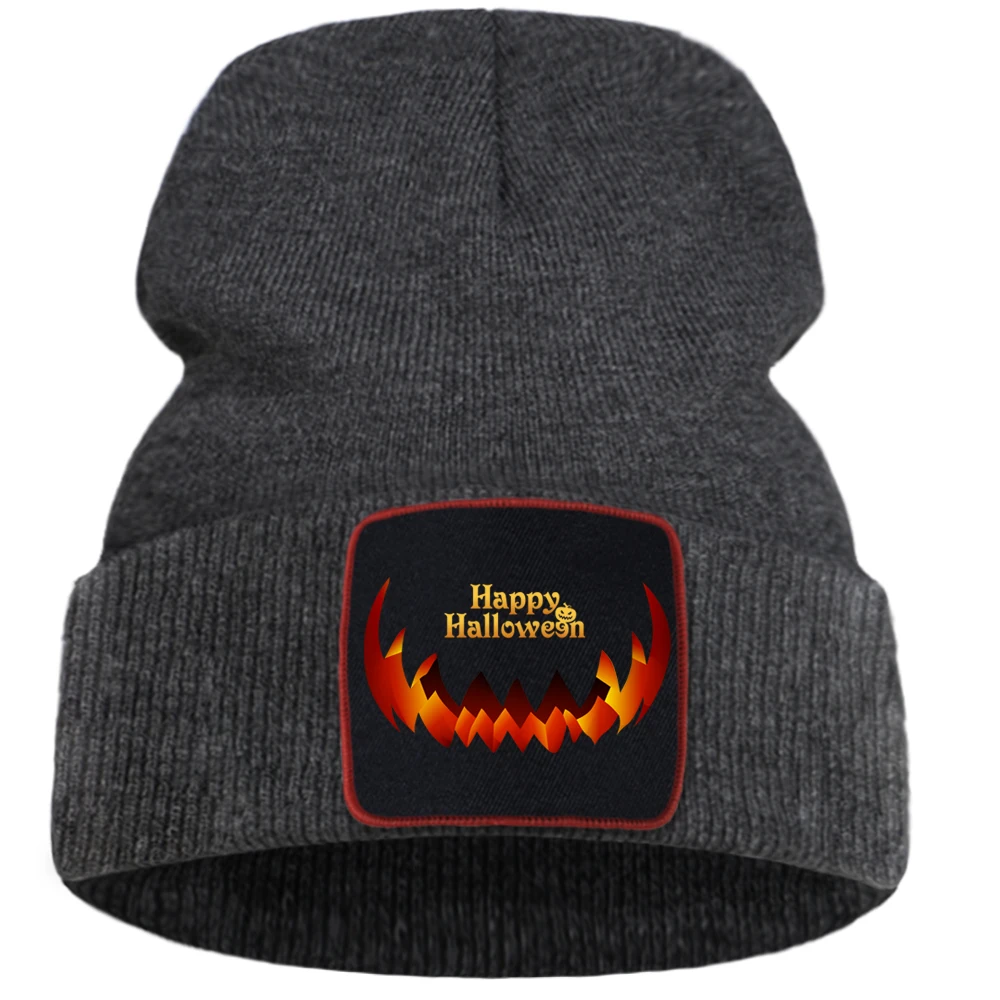 Хэллоуин буквы Тыква ужас зубы унисекс Кепка мультфильм теплая Зимняя кепка