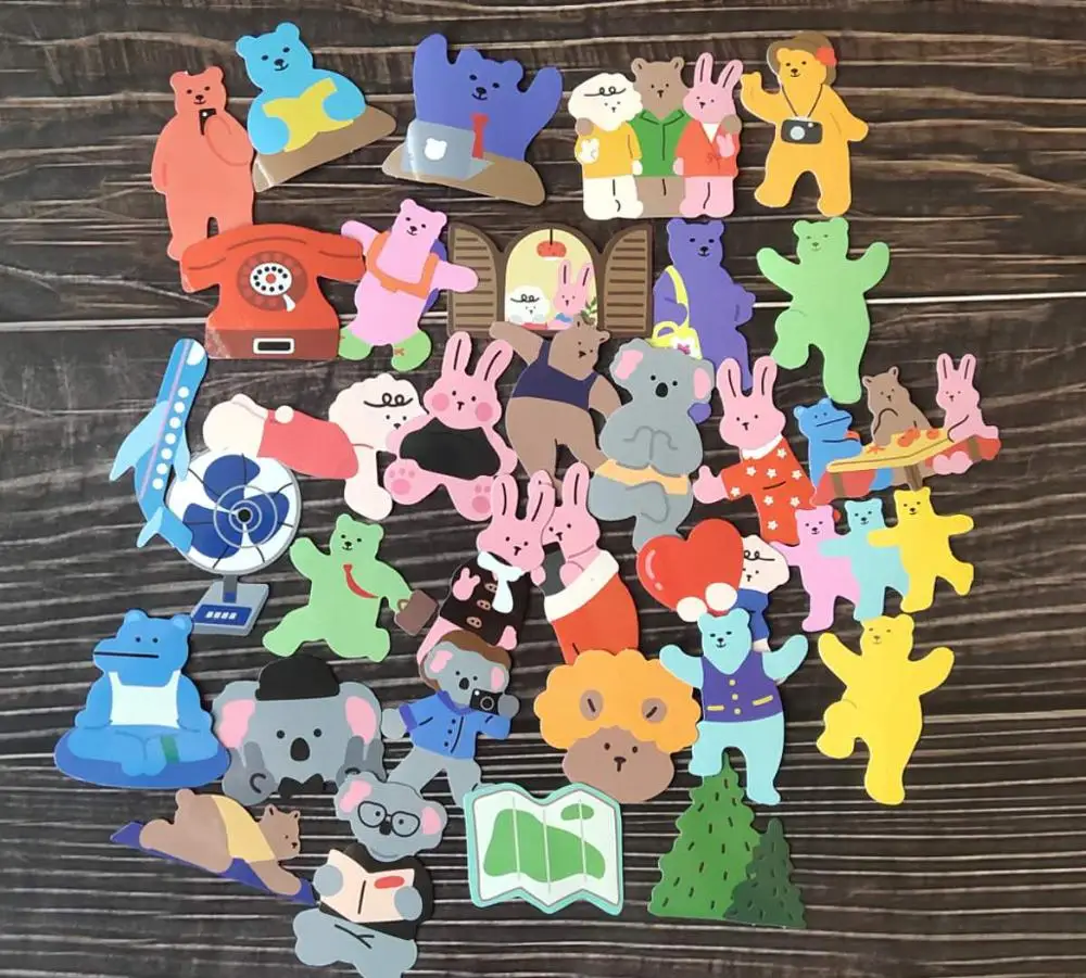 

Ins Korea cute spring outing little bear cute girl sticker DIY scrapbook creative junk magazine stationery decoration sticker