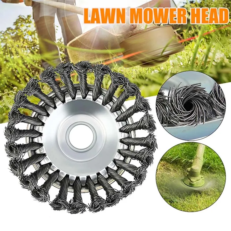 

Steel Wire Wheel for grass cutter Garden Grass Trimmer Head Weed Brush grass trimmer Head Rounded Edge Brush Cutter Tools home