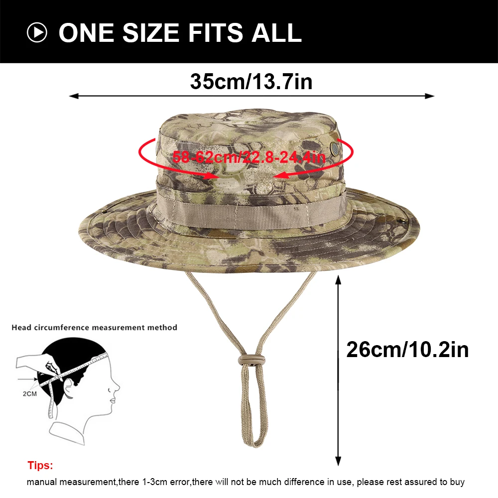 

Tactical Hats Camouflage Sun Visors Bucket Hat Camping Hunting Hiking Beach Wide Brim Bonnie Caps Sunshade Fishing Cap Men Women