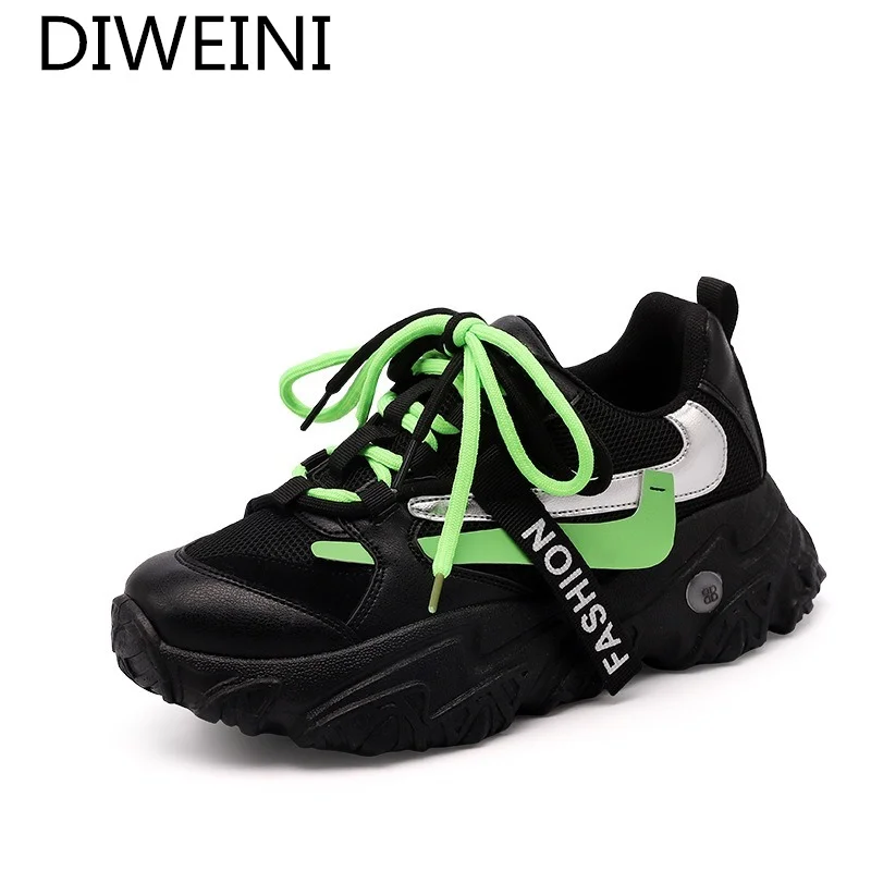 

2021 Fashion Women's Shoes Women's Sneakers Spring Mesh Breathable Thick-soled Shoes Lace-up Comfortable Shallow Casual Shoes