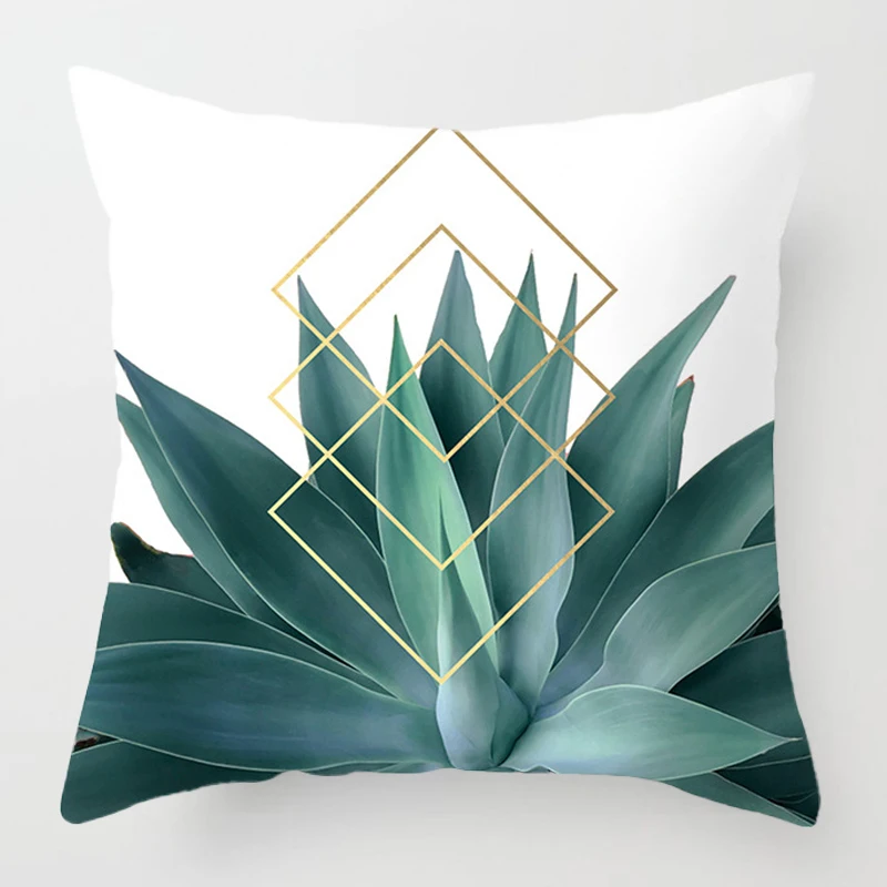 Наволочка в простом стиле с изображением тропических фруктов кактусов подушка