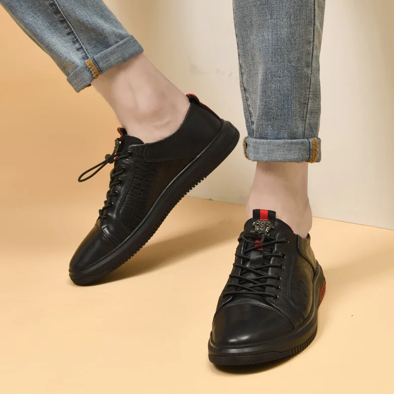 

TAKAMUN New Spring Men's Genuine Leather Casual Shoes Cowhide Brand Loafers Vulcanization Slip On Classic Sneakers Footwear