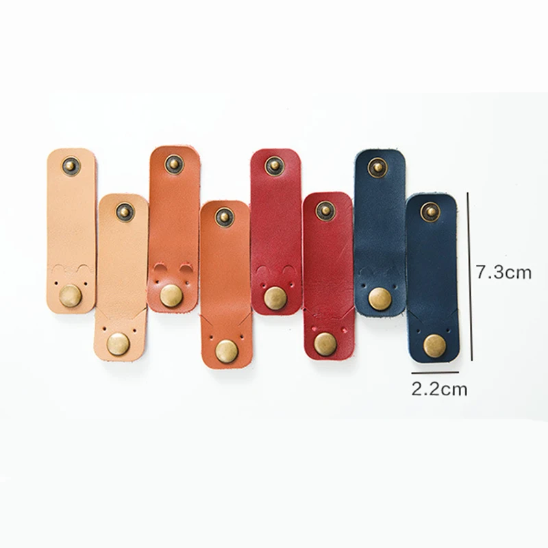 

Leather Earphone Fixed Clips Portable Data Cable Storage Tools Travel Phone Line Organizer with Snap Home Storage Organization
