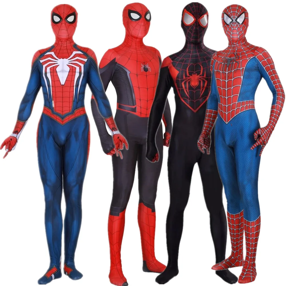 

Superhero Peter Parker Miles Morales Raimi PS4 Cosplay Costume Jumpsuits Tights Halloween 3D Zentai Bodysuit Suit