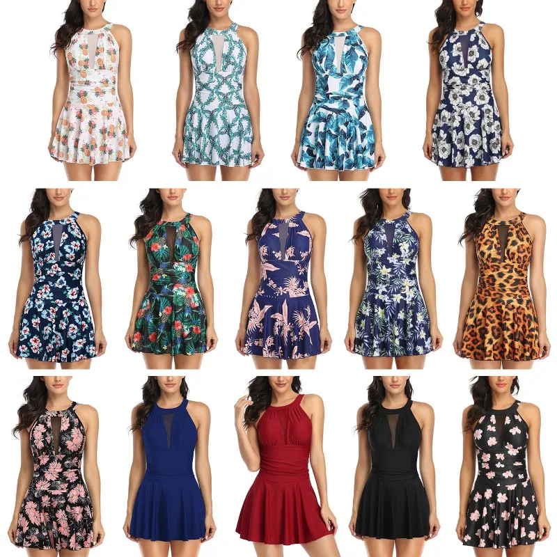 

Swimsuit European And American Style One-piece Bikini Swimwear Print Dress