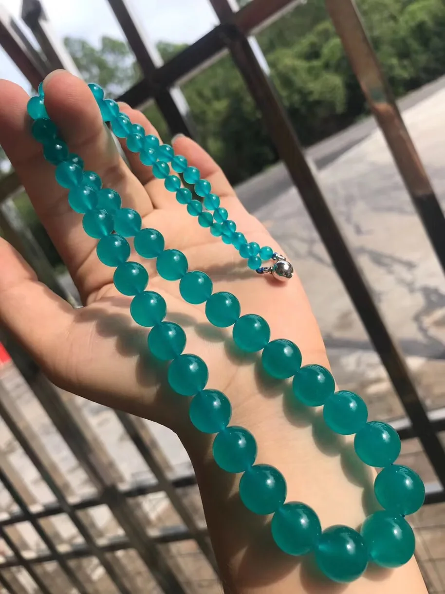 

Certificate Natural Ice Amazonite Chains Necklace For Woman Lady Man Love Gift Water Crystal Round Beads Jewelry AAAAA 5-14mm