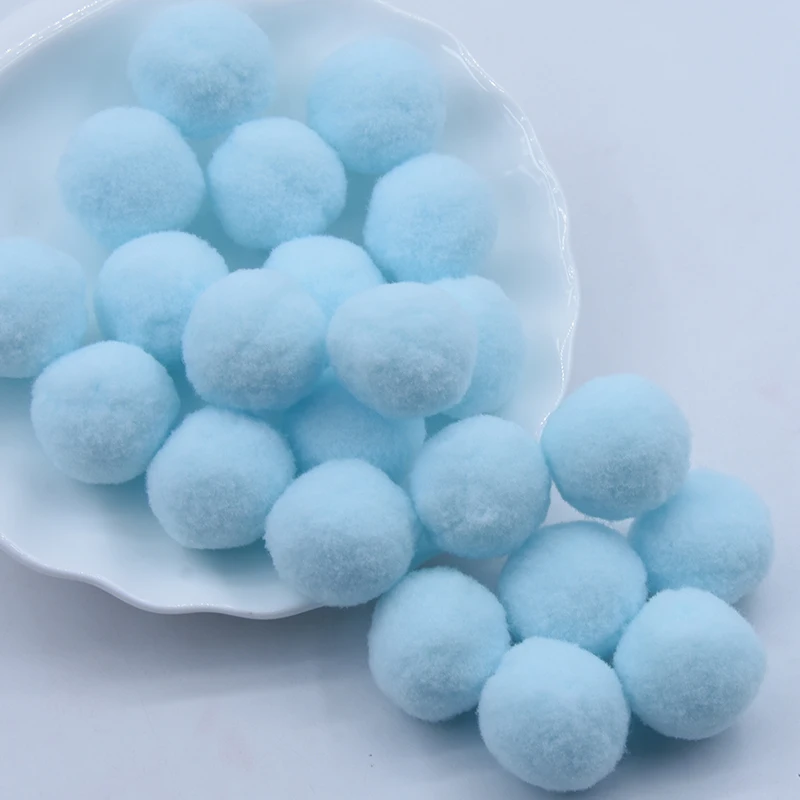 30mm25skyblue 30pcs Светильник, желтый, розовый, голубой помпон, меховые шарики, сделай сам, мягкие помпоны, помпоны для рукоделия, Свадебный декор, клей на ткани, аксессуары, 8 мм до 30 мм - Цвет: 30mm25skyblue 30pcs