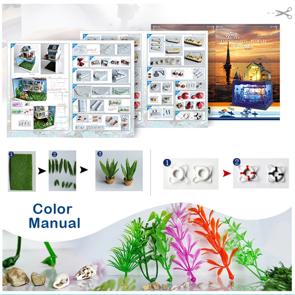 

DIY-KIT DIY DollHouse Wooden Doll Houses Miniature Dollhouse Furniture Kit Toys For Children New Year Christmas Gift Casa TC4