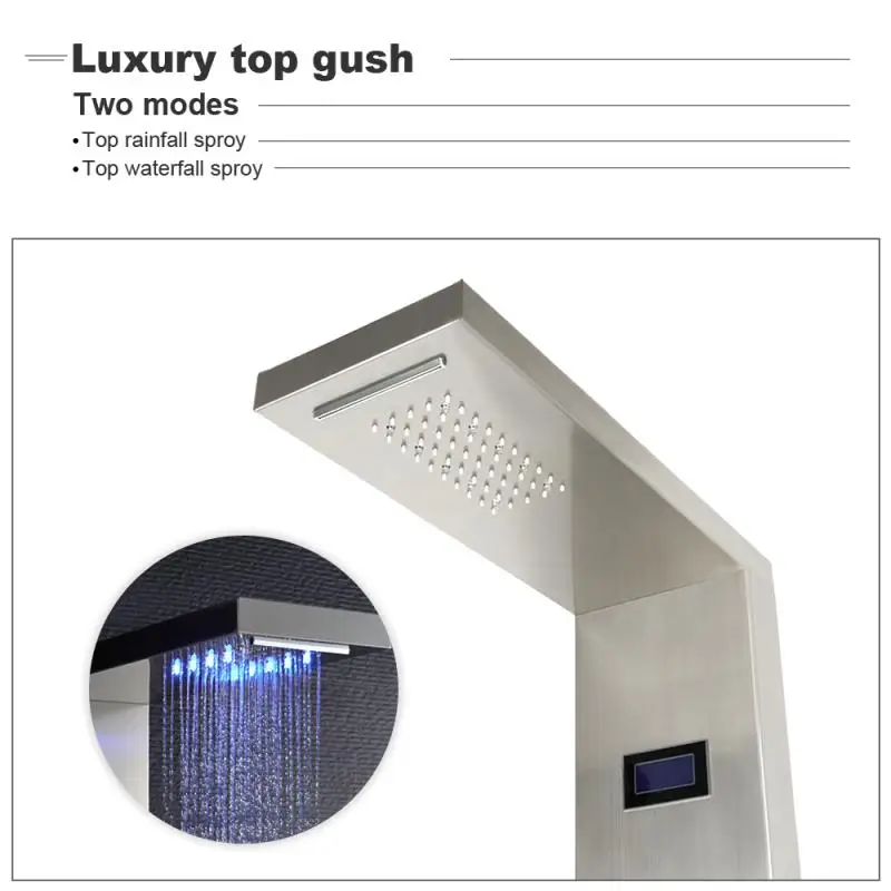 Goede Nieuw Luxe Badkamer Douche Kraan Led Douche Panel Kolom Bad Mengkraan Met Handdouche Temperatuur Screen Hwc