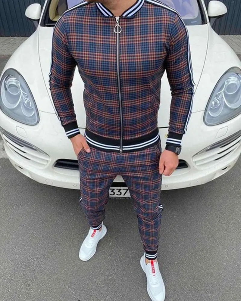 

Muscle Brother Sport Suits European American Trends 3D Print Fitness Zipper Hoodies Sweatpants Slim Casual Fashion Tracksuits