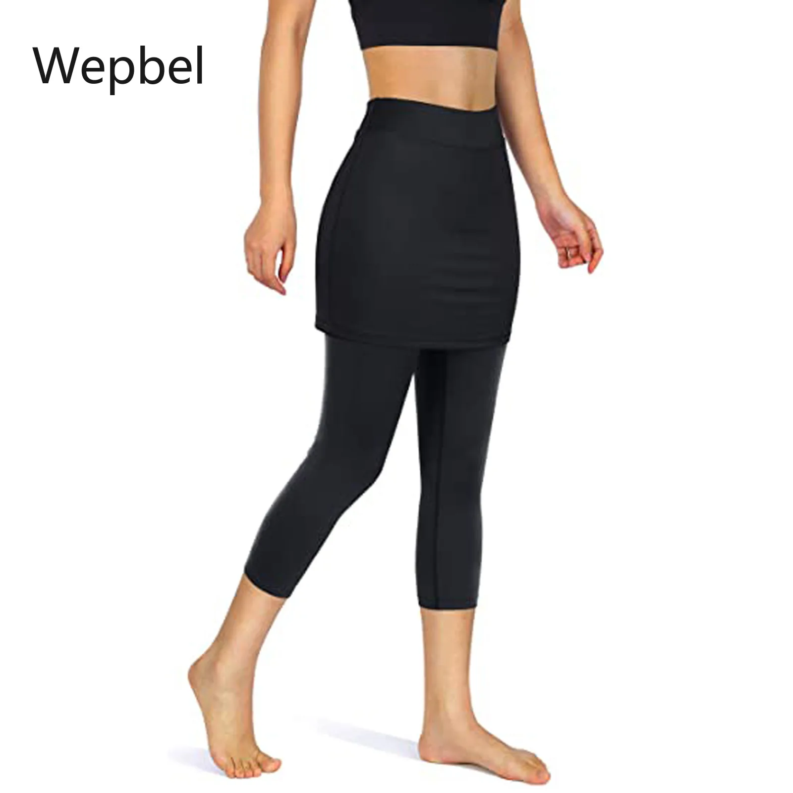 

Wepbel Sportswear Fitness Jogging Pants Fake 2 Piece Legging Women Casual Pocket Legging Yoga Tennis Skirt Pants WorkOut