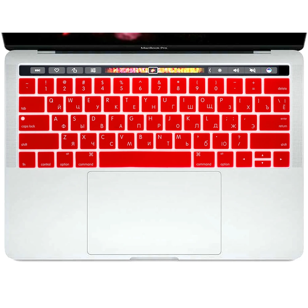 Red HRH прочный США Русский силиконовый чехол для клавиатуры для MacBook Pro 1" A1706 A2159 A1989 Pro 15" A1707 A1990 с сенсорной панелью - Цвет: Red