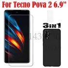 Чехол 3 в 1 + закаленное стекло для камеры для Tecno Pova 2 6.9, Защитное стекло для экрана для Tecno Pova 2 6,9