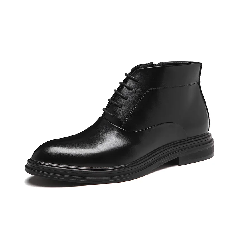 Ботильоны Дерби мужские черные высокие берцы на шнуровке молнии оксфорды