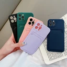 Мягкий силиконовый ударопрочный чехол для телефона Iphone 12, 11 Pro Max, X, Xr, Xs Max, 8, 7 Plus, SE 2020, чехол для защиты объектива камеры с отделением для карт