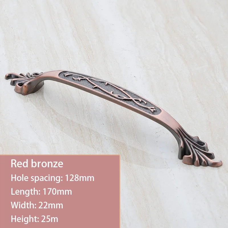 Red bronze 128mm Мебельная дверная рукоятки и ручки шкафа ящика, кухонное оборудование аксессуары винтажный Шкаф Тянет, утолщенная Базовая белая ручка - Цвет: Red bronze 128mm