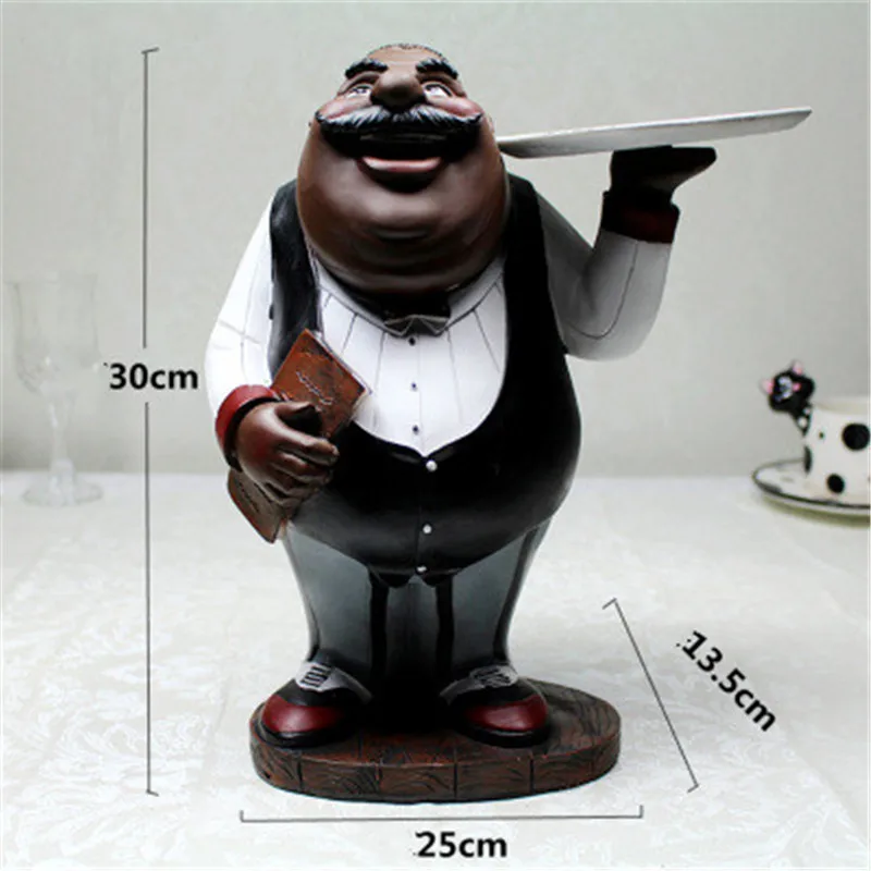 

American Country Retro Resin Figures Africans Chef Decoration Cake Shop Western Restaurant Desktop Decor Art&Craft X5437