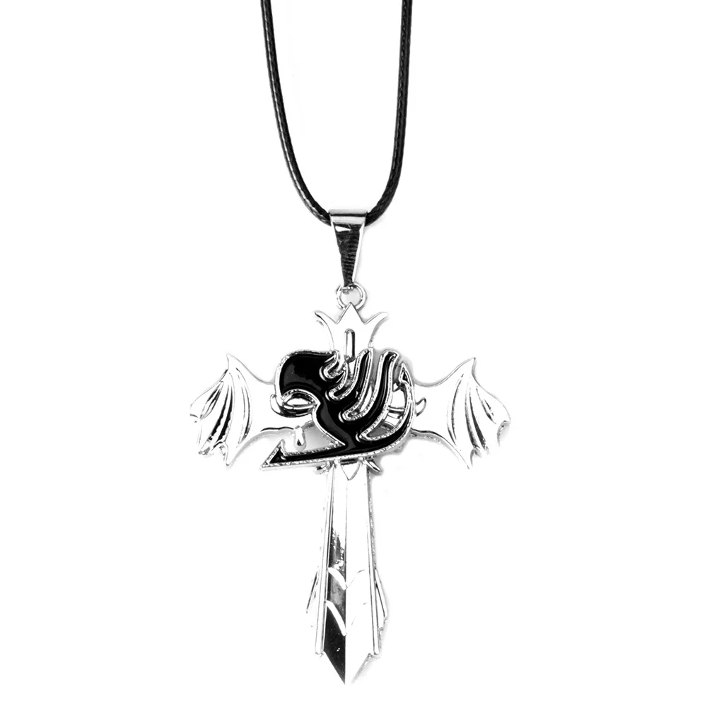 

Wholesale Japanese Anime Fairy Tail Necklace Accessories Rotatable Cross Alloy Pendant Chains for Men Women Cosplay Jewelry
