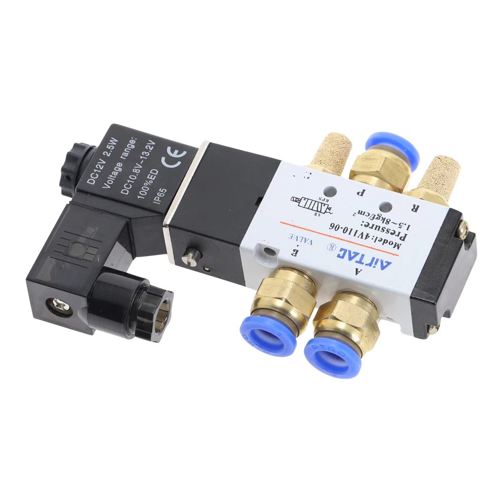 4V110 06 5 Путь 2 Позиция 1/8 &quotПневматический электромагнитный клапан DC 24V 12V AC 110V AC220V с