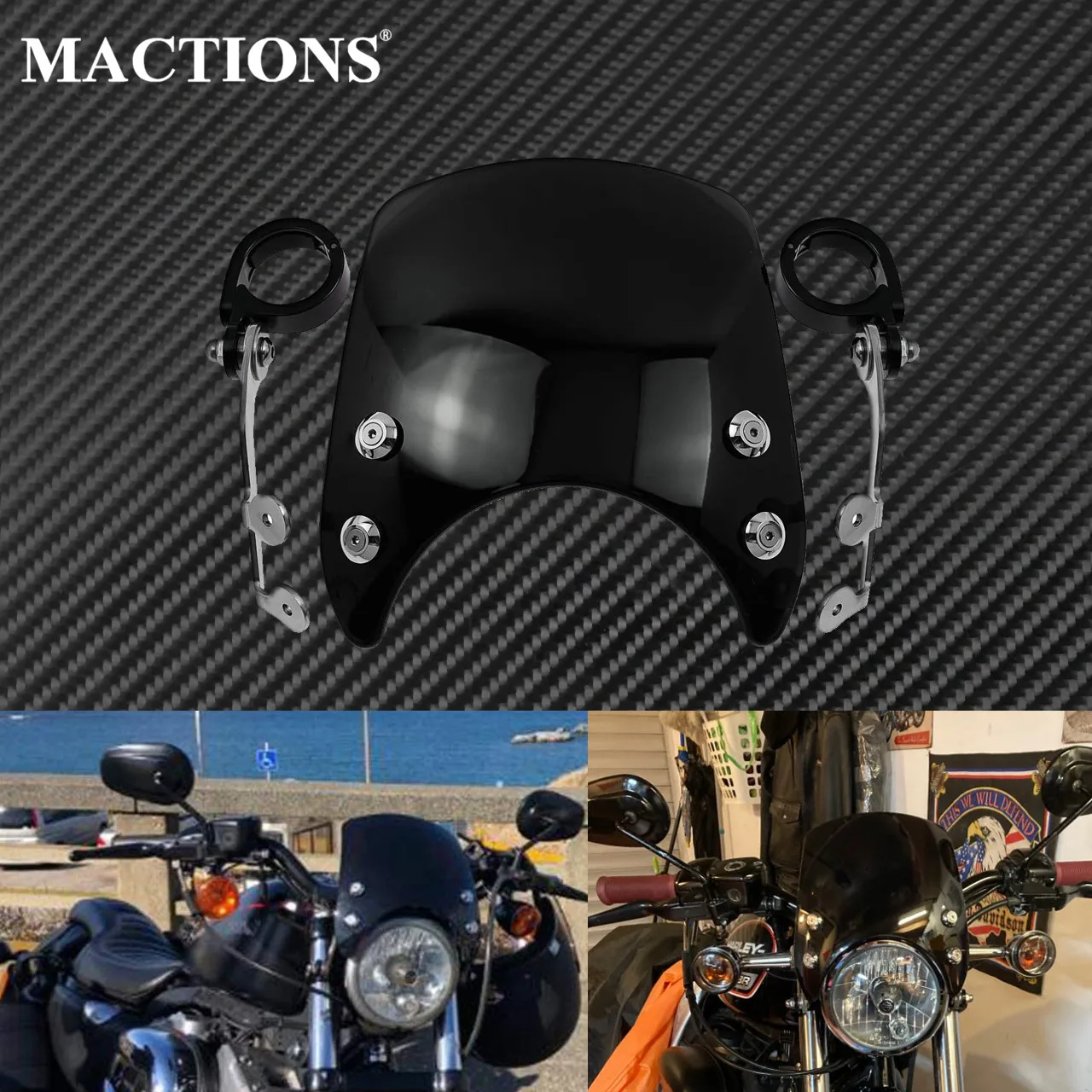 

Motorcycle 39mm-41mm Windshield Adjustable Windscreen Black Wind Deflector For Harley Sportster XL 883 1200 Iron 2004-2019