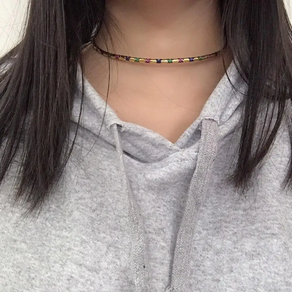 

Fashion Charm Sterling Silver Copy 1:1 Copy,Multicolor Tribal Choker With Adjustable Clasp For Women Luxury Jewelry